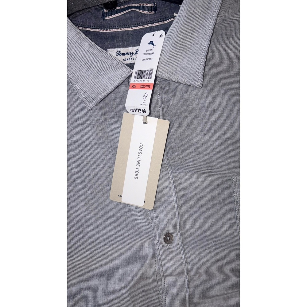Tommy Bahama‎ Coastline Cord ST325326 3XL Zinc Gray Solid Button Down New - Picture 6 of 7